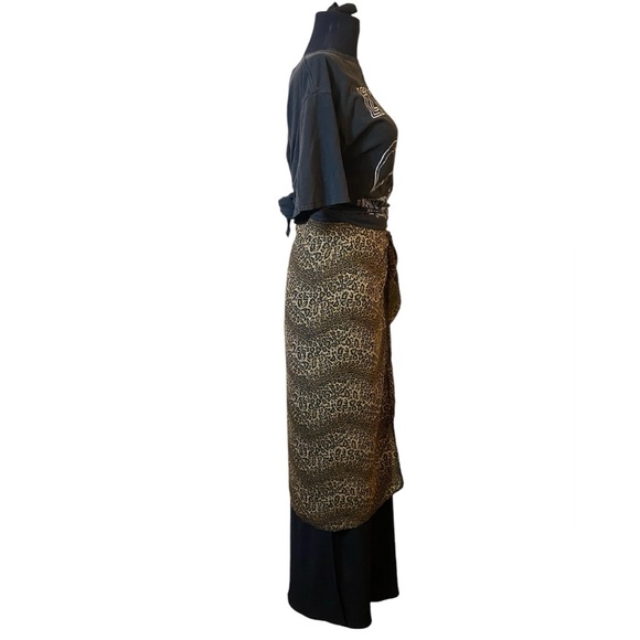 Multicolored Animal Print Maxi Wrap Skirt with Tie Front - Picture 7 of 8